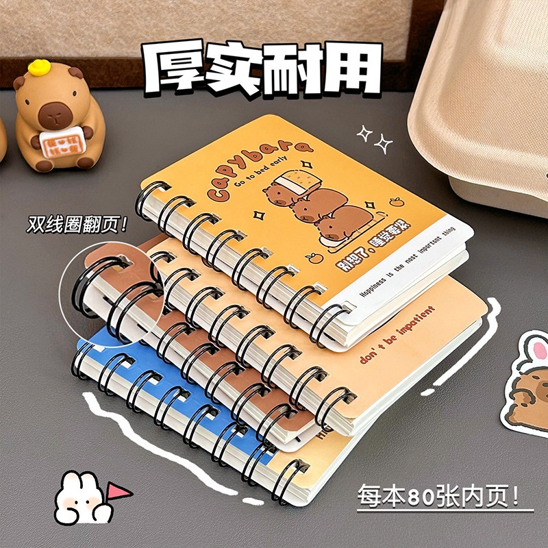 

Kakamoe - Notebook Mini A7 Buku Tulis Sekolah Book Catatan Kecil 80 Lembar Kartun Capybara