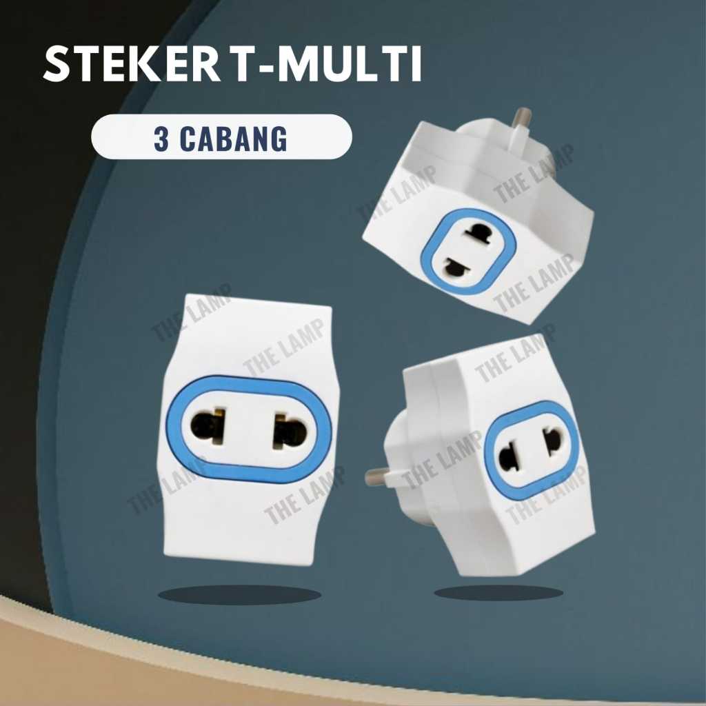 Colokan Listrik 3 Lubang Steker T Multi Colokan Lampu Datar Stop Kontak 3 Cabang