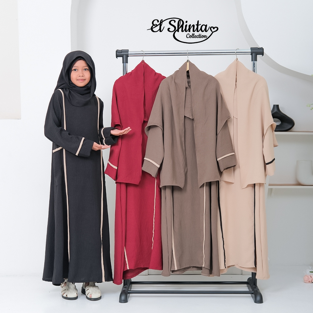 Gamis Anak Perempuan Abaya List set Hijab Terbaru Ataya Dress remaja tanggung Usia 6-16 Tahun