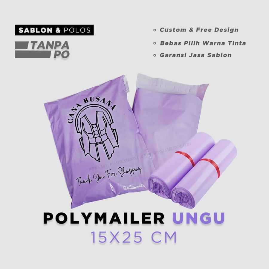 

Sablon custom plastik paket polymailer ungu