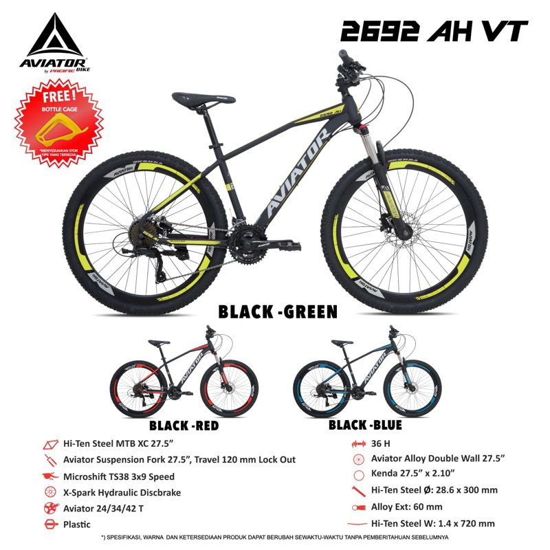 Sepeda Gunung MTB 27,5 inch 27 Speed Aviator 2692 AH VT & Exotic ET 2612 AM