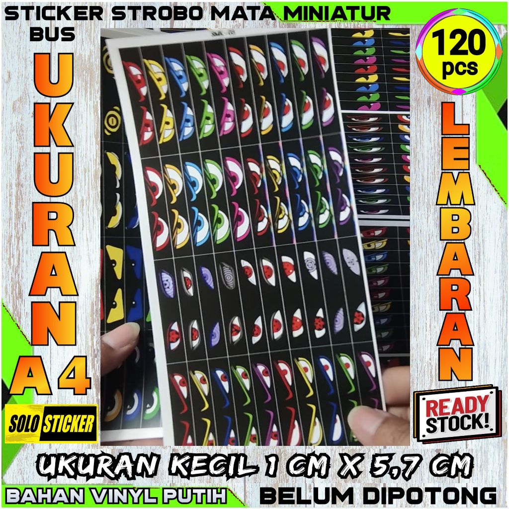 

Stiker Strobo Mata Kedip Bus Lembaran Isi 30 pc Bahan Hologram Anti Air Ukuran Besar 2 x 11,5 cm