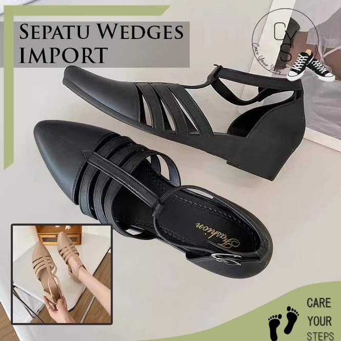 55TREND TERBARU CYS Sepatu Sandal Wedges Karet Jelly Wanita Tali Import Korea Fashion Style Cewek Fl