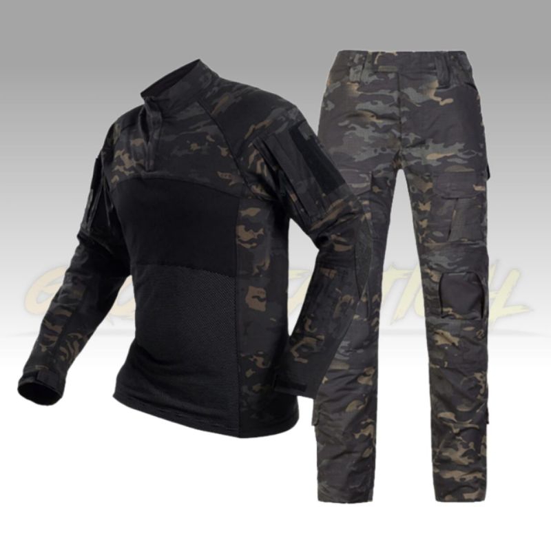 bdu set combat shirt multicam black/baju tactical setelan combat shirt baju dan celana