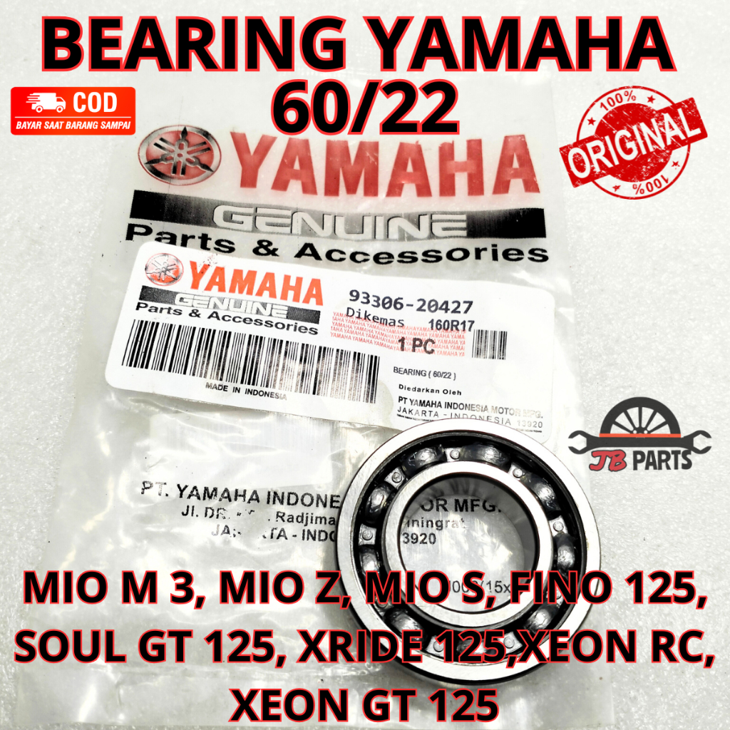 BEARING YAMAHA 60/22 MIO M3, MIO Z, MIO S, FINO 125, SOUL GT 125, XRIDE 125, XEON RC, XEON GT 125 Ku