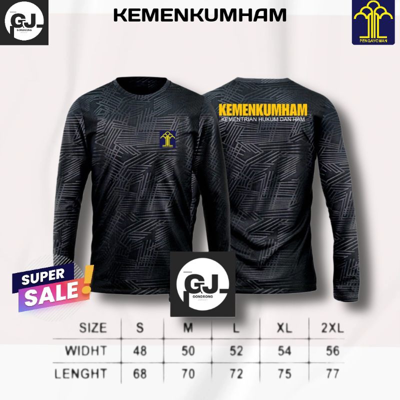 Kaos Kemenkumham Lengan Panjang / Baju Jersey Dryfit Embose Lengan Panjang / Kaos Kemenkumham Terbar
