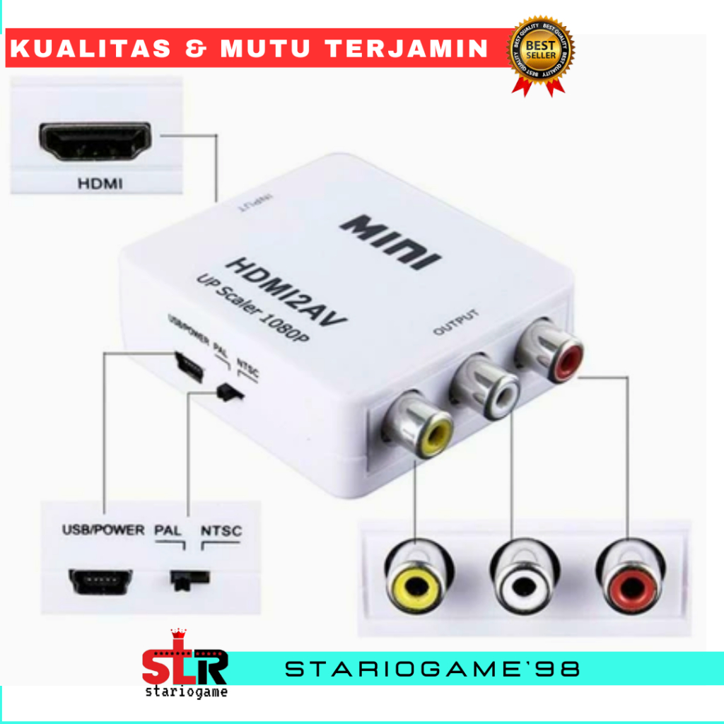 CONVERTER HDMI TO AV RCA / HDMI TO AV RCA KONVERTER KONEKTOR ADAPTER MINI HDMI TO AV RCA