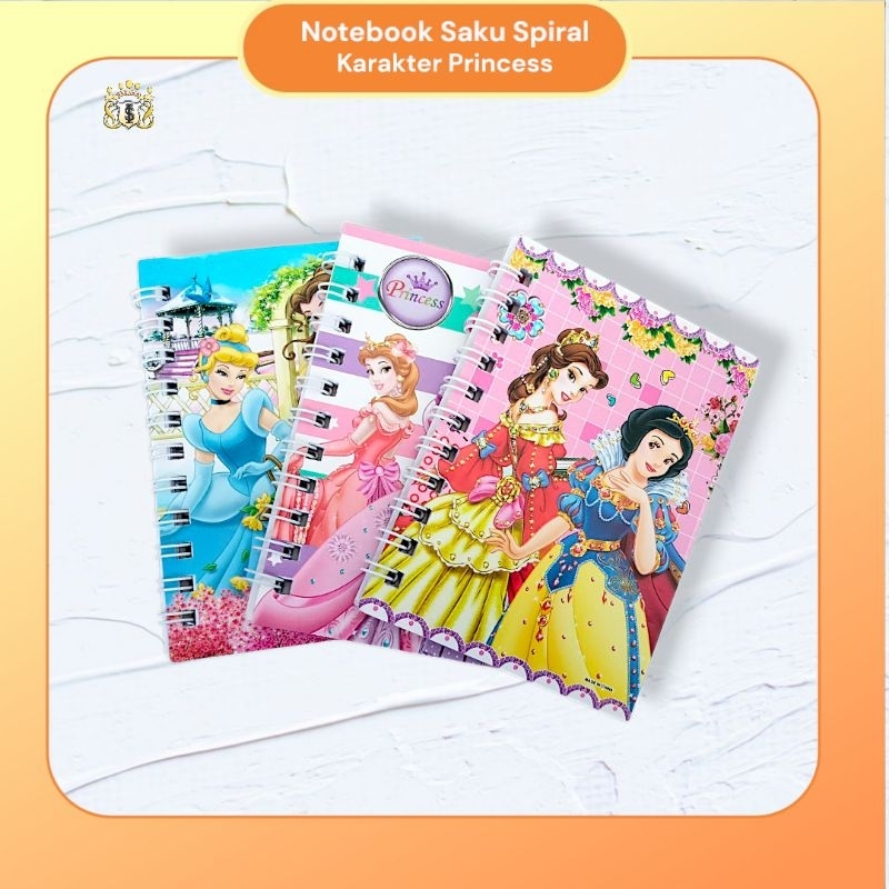 

Notebook Saku Spiral Mini / Buku Karakter Kartun Princess / Mainan / Buku Catatan Lucu