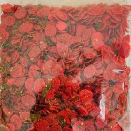 

Sosis Kering Pedas Daun Jeruk 1kg/Sosreng Kriuk Pedas/Kripik Sosreng Kriuk Gurih