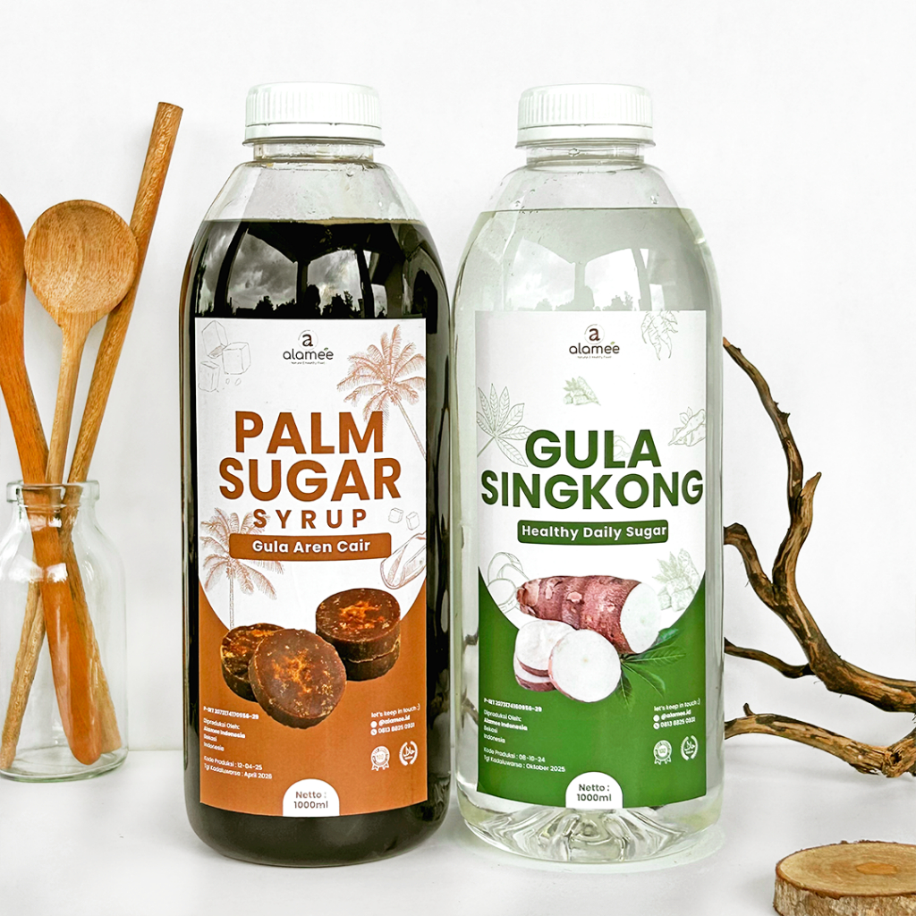 

ALAMEE Gula Aren Cair Singkong Ketela Palm Sugar Cair Organic Organik Pure Murni Sirup Pemanis 1ltr