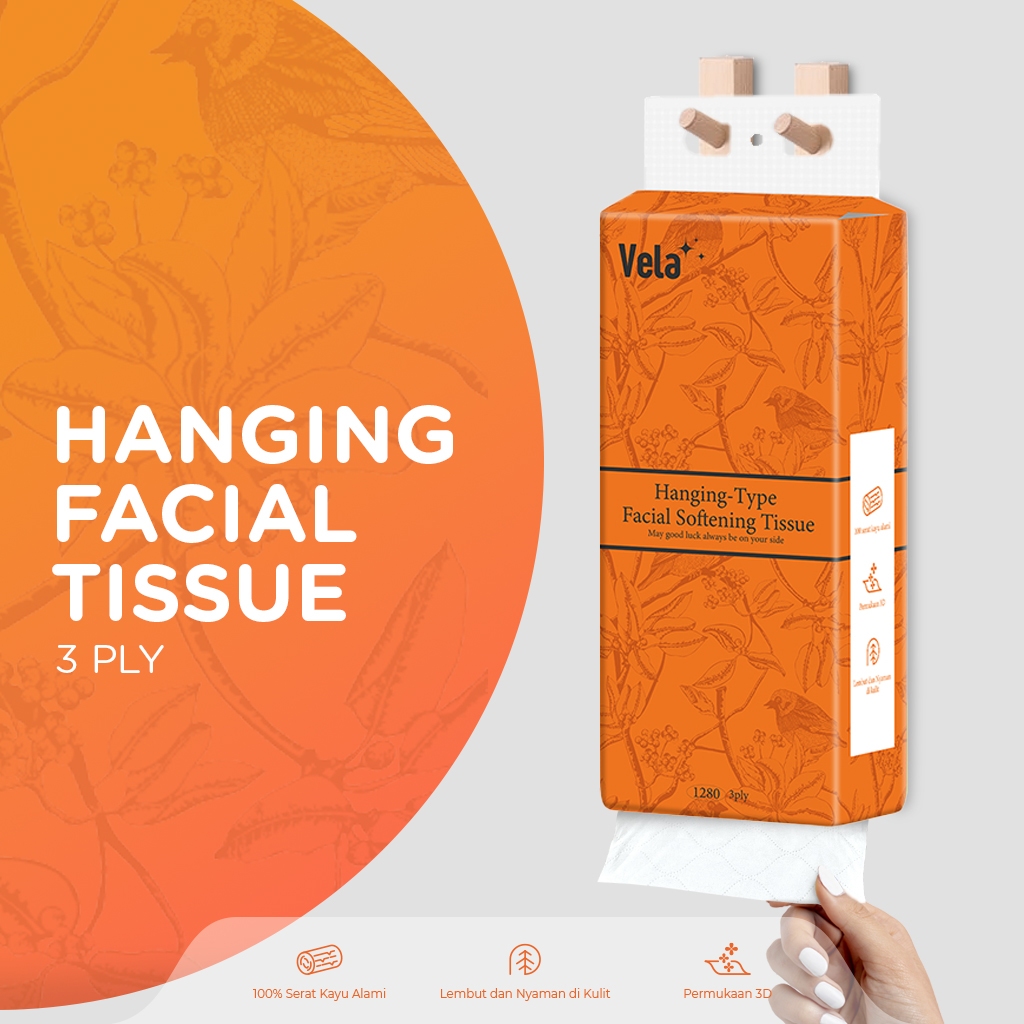 HOKO Vela Facial Softening Tissue 1280 Sheet/Tissue facial wajah/Facial Tissue/Tissue Serbaguna/Tisu