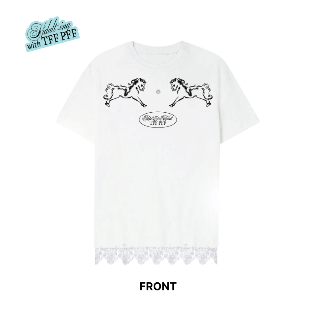 TUFF PUFF - x KIDULT DREAMIES - MERRY GO ROUND LACE TSHIRT WHITE