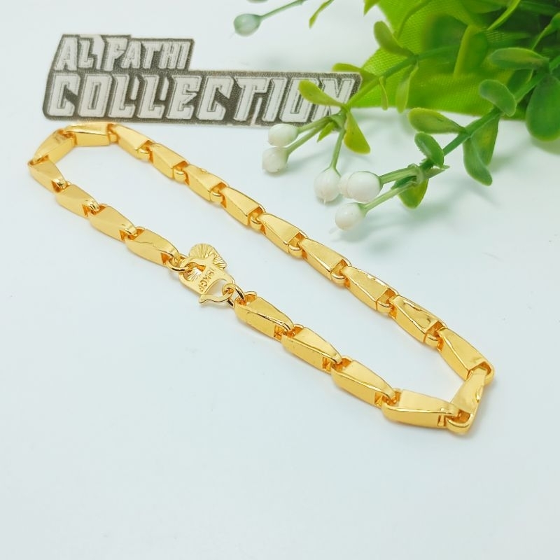 gelang tangan motif padi warna emas 24K