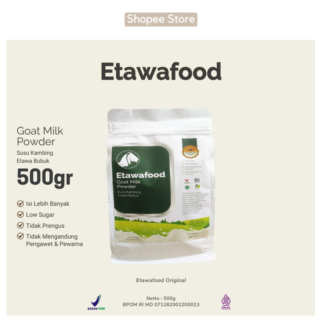 

Susu Kambing Etawafood 500gr Goat Milk Powder Susu Kambing Etawa Bubuk ORIGINAL Tidak Pengus