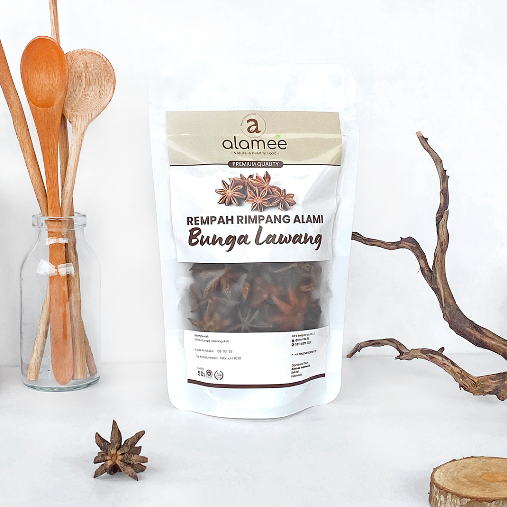 

ALAMEE Bunga Lawang Kering Pekak Star Anise Rempah Organik Alami Bumbu Seasoning Masakan Masak 50gr