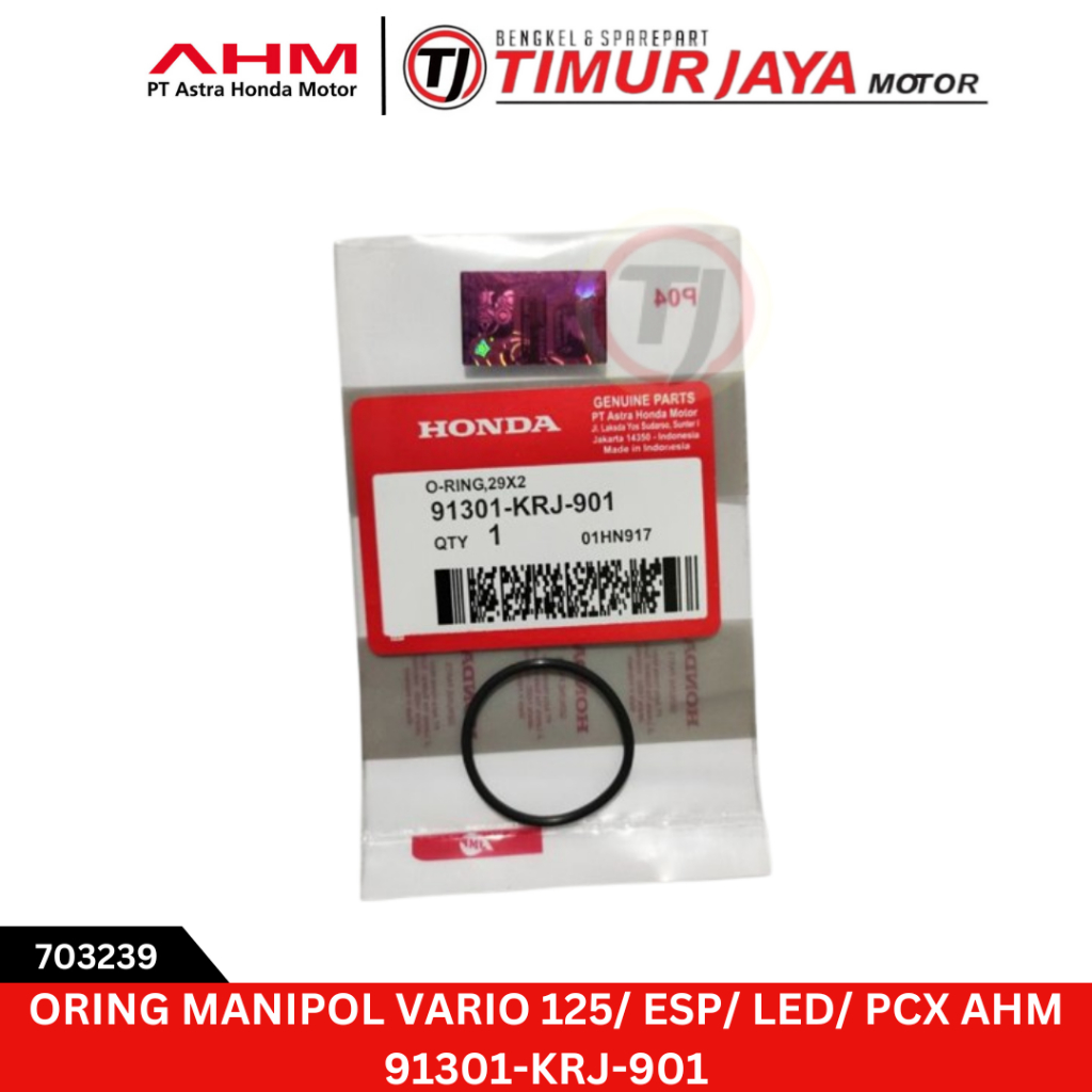 ORING MANIPOL VARIO 125 ESP LED PCX ORIGINAL AHM 91301-KRJ-901 KODE 703239