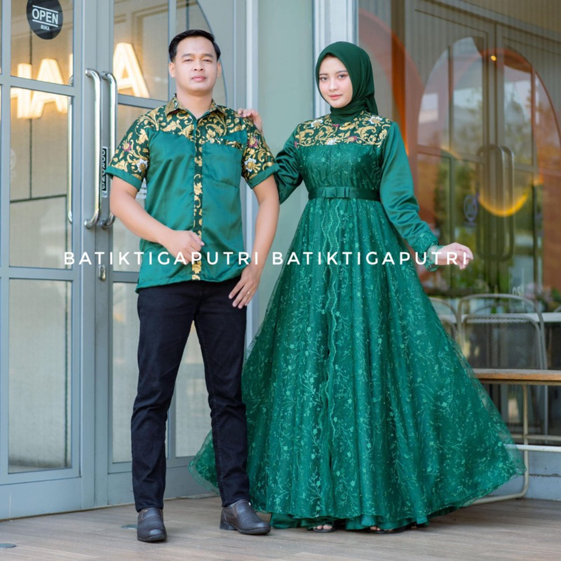 Couple Gamis Mutiara Brokat gamis couple pasangan terbaru gamis kondangan gamis wanita baju pasangan