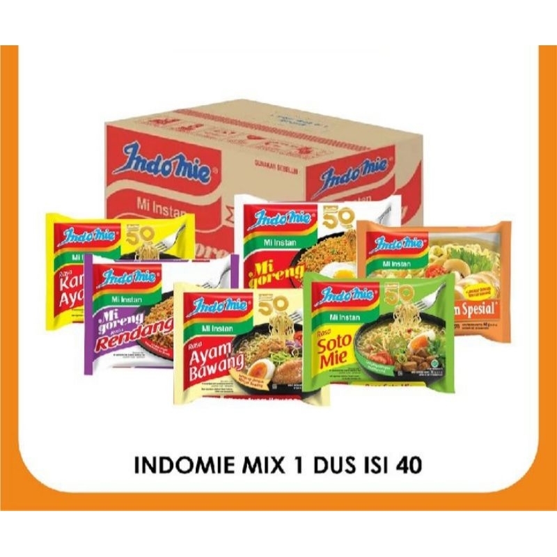 

Indomie mie instan 1 dus isi 40