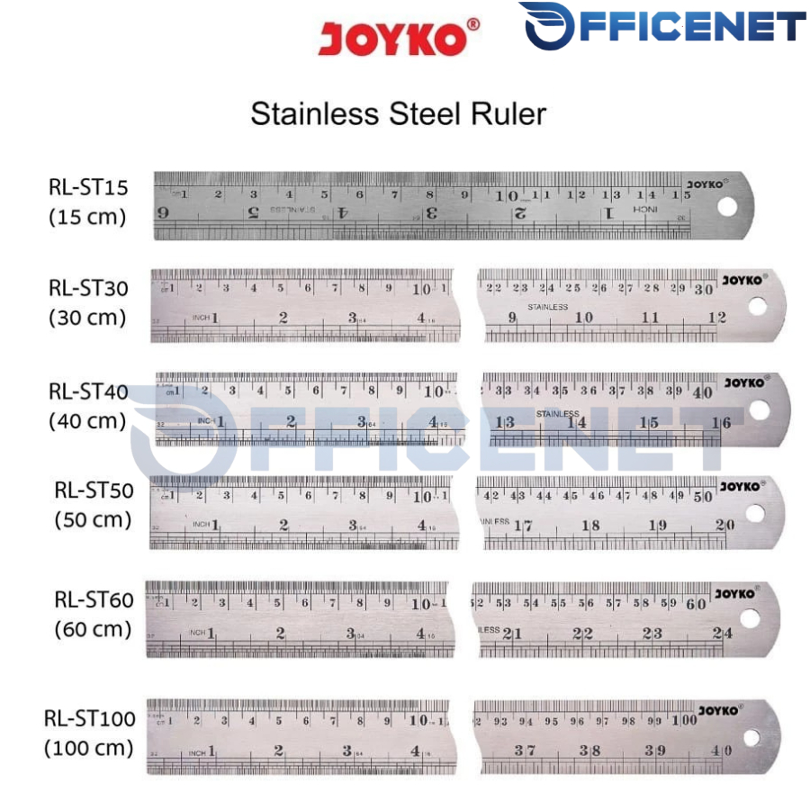 

PENGGARIS BESI STAINLESS STEEL RL ST 15CM 30CM 40CM 50CM 60CM 100CM RULER JOYKO