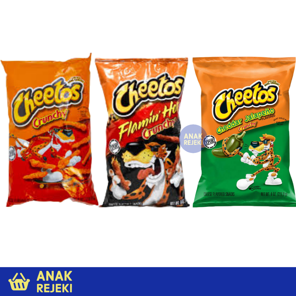 

Cheetos Crunchy Flamin Hot Jalapeno Cheddar Cheese USA Snack Keju 226gr