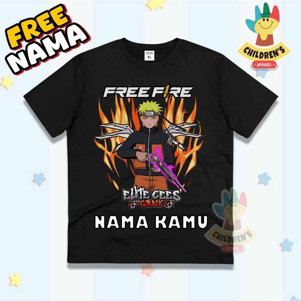 Kaos Anak Free Firee Naruto / Baju atasan Anak Naruto Free Firee Free Nama
