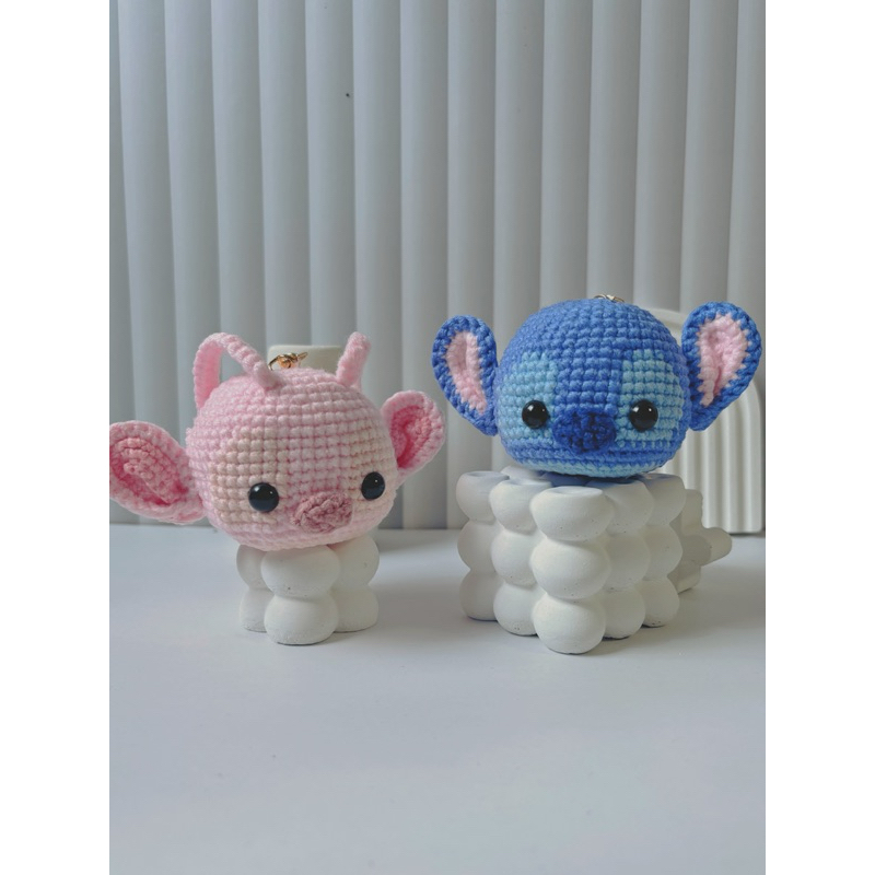 [VELLS CROCHEA] STITCH & ANGEL AMIGURUMI - Gantungan Kunci Stitch & Angel - Boneka Rajut Stitch & An