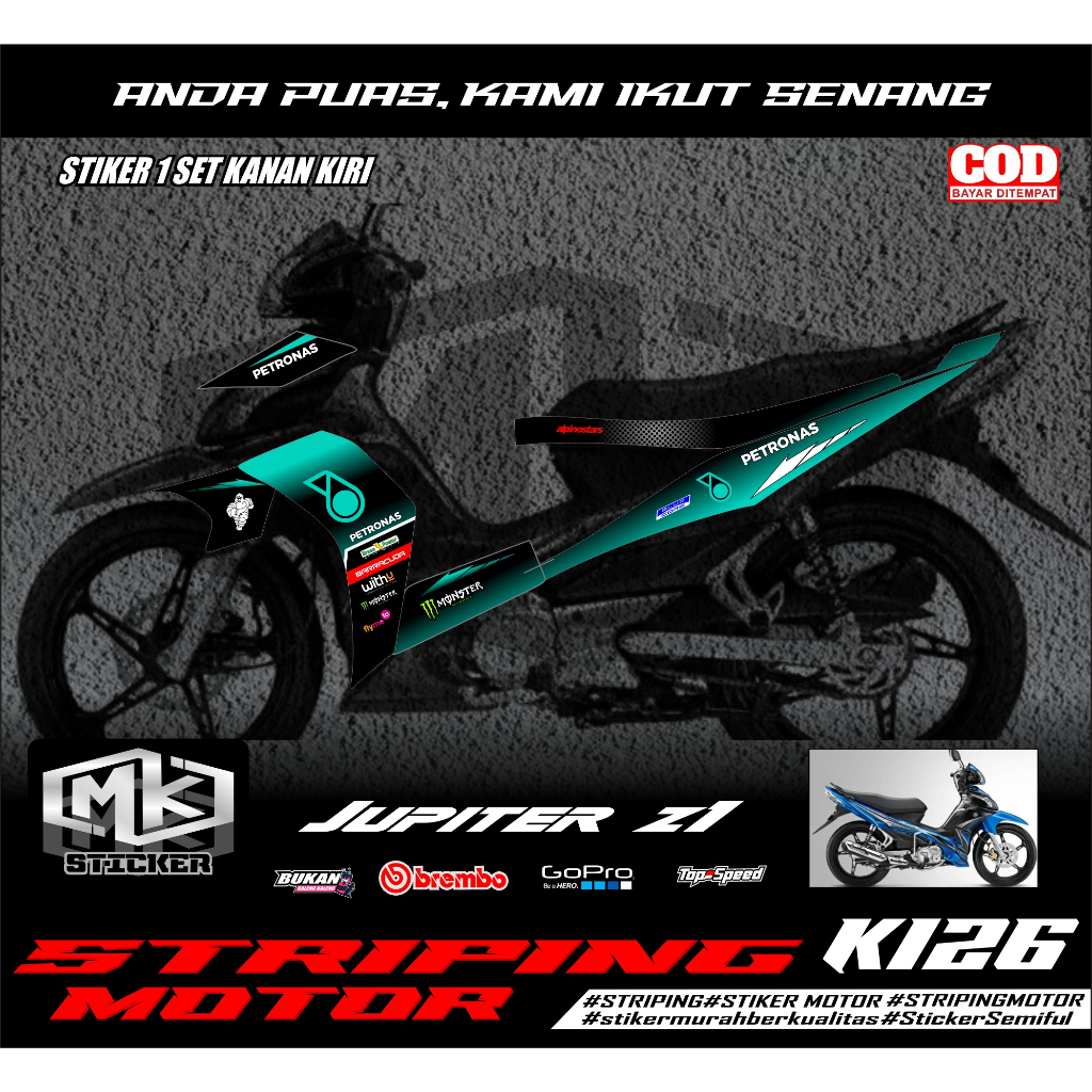 STIKER STRIPING MOTOR JUPITER Z ROBOT 2011 KODE (126) STICKER LIST BODY VARIASI
