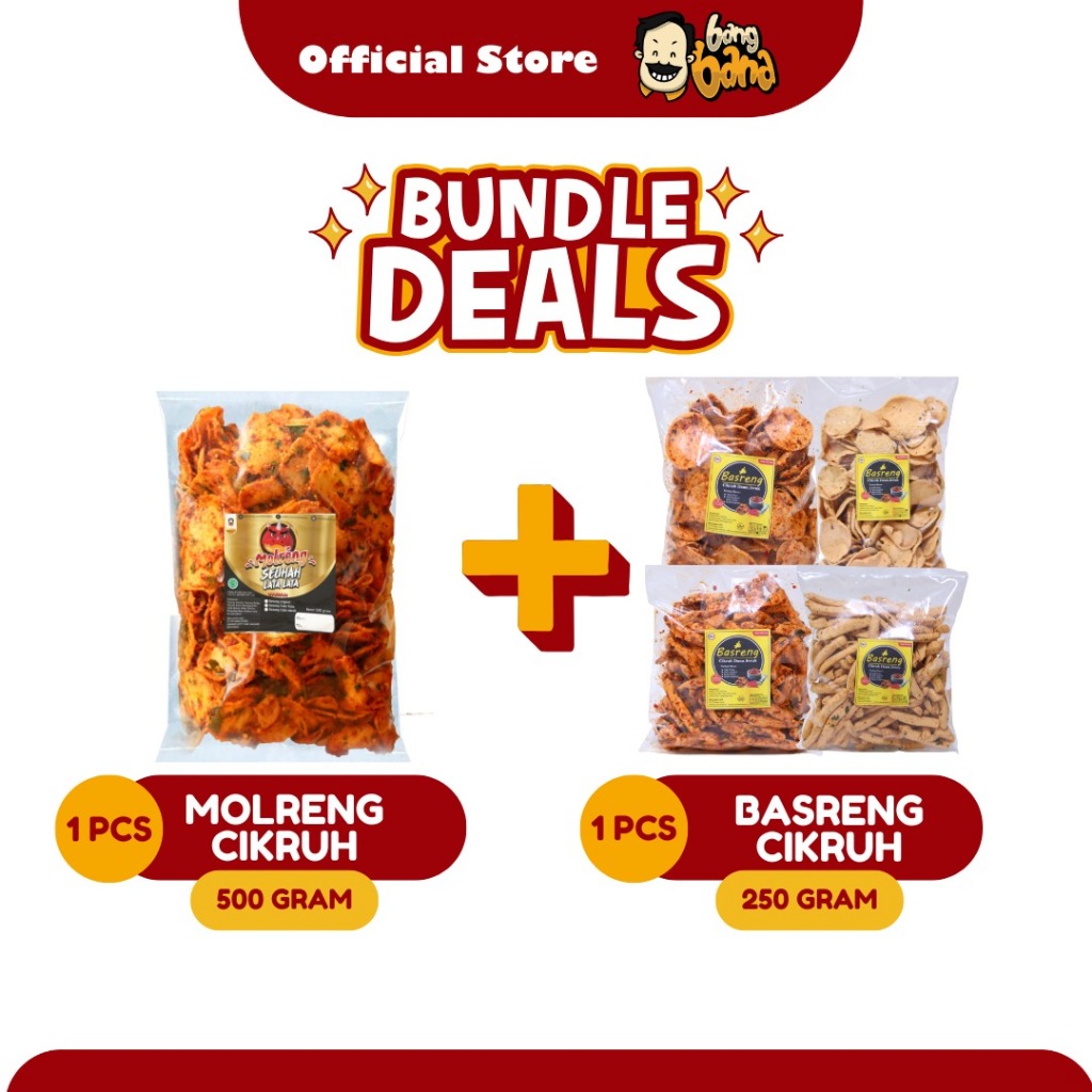 

Paket Bundling Hemat Molreng Cikruh Daun Jeruk Basreng Kemasan Kiloan Ekonomis