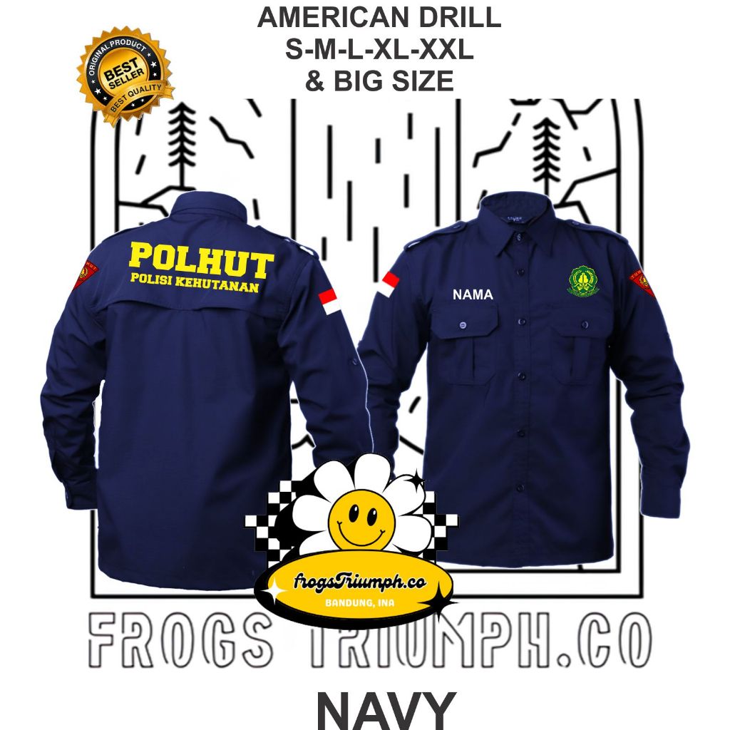KEMEJA PDL PDH LENGAN PANJANG POLHUT / POLISI KEHUTANAN FREE DESIGN CUSTOM FULL BORDIR SATUAN