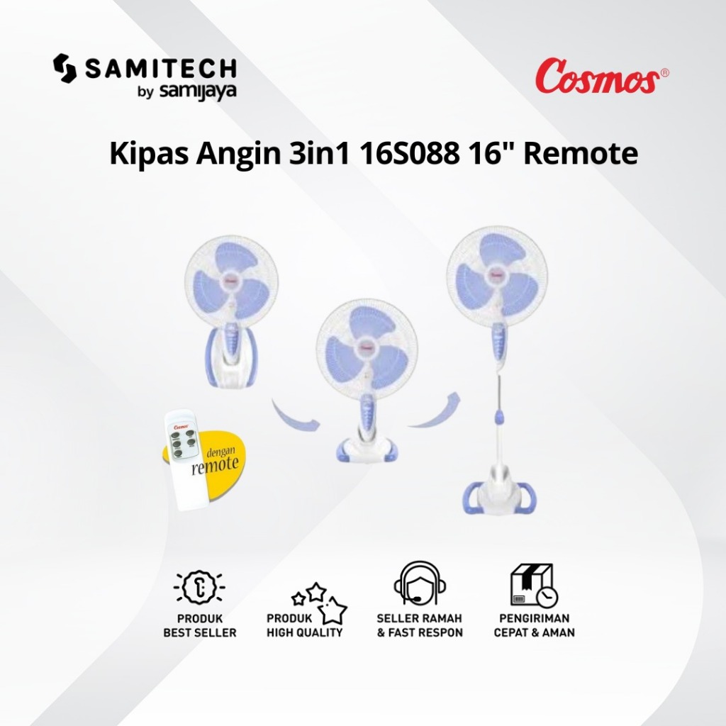 Kipas Angin Cosmos 16-S088 3 in 1 16 Inch Putih dengan Remote Control