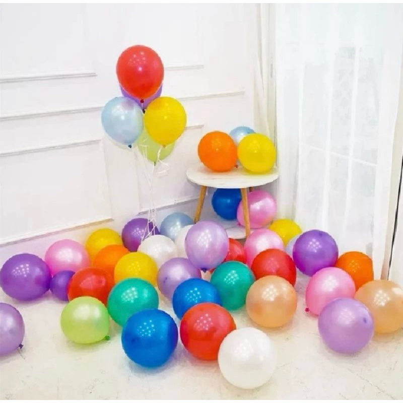 isi 100pcs Balon Latex Metalik /Balon Metalik Mix / Balon Ultah