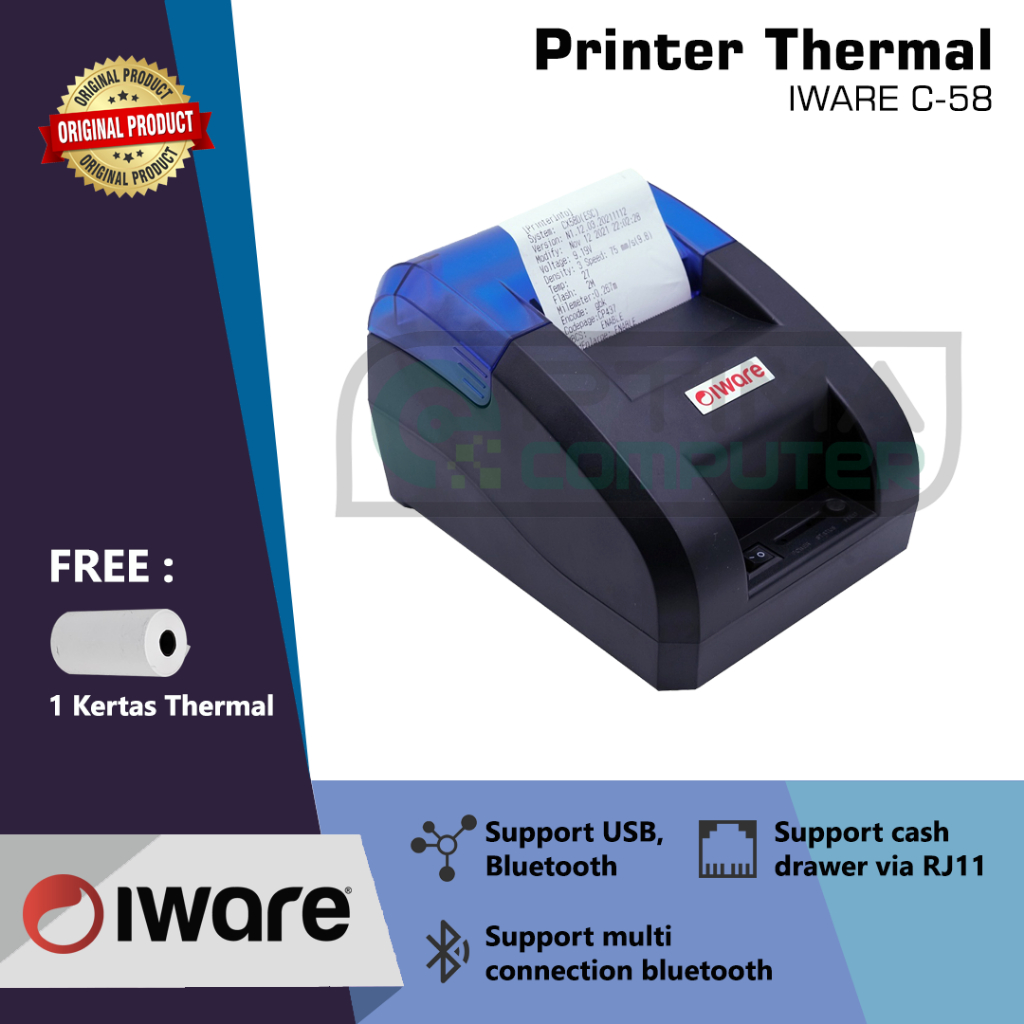 Printer Thermal Bluetooth IWARE C-58