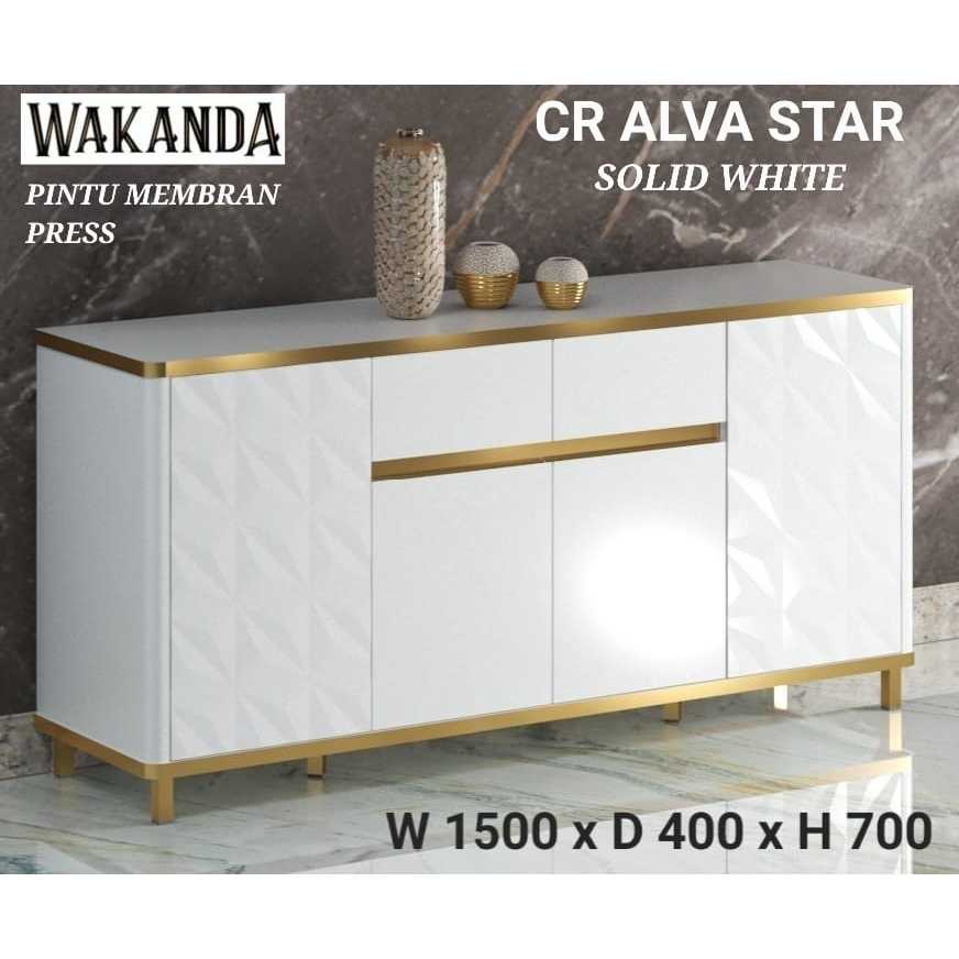 Buffet Lemari TV Credenza Sideboard Tempat Penyimpanan Minimalis Modern White