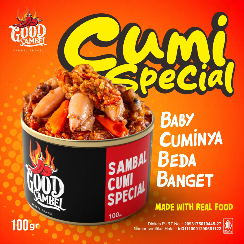 

Sambal Cumi Spesial 100g Good Sambel Premium Halal Kemasan Kaleng Pedas Gurih Enak Praktis