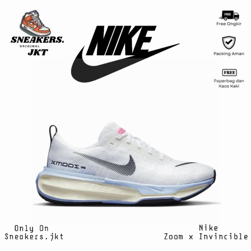 Sepatu Nike Zoom x Invincible Run Flyknit 3 White Women's Original
