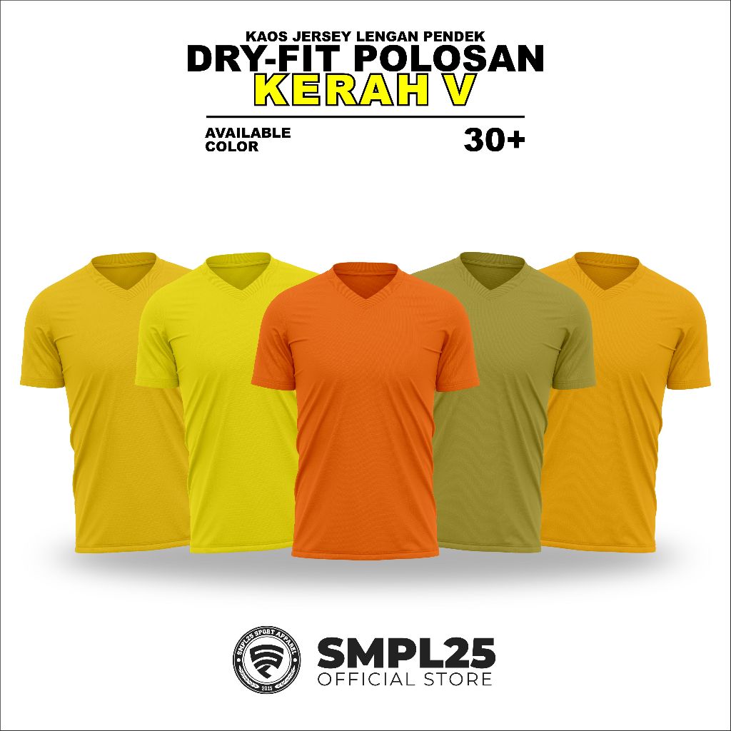 Baju Jersey Polos Kerah V Dri Fit Olahraga Running / Kaos Olahraga Drifit