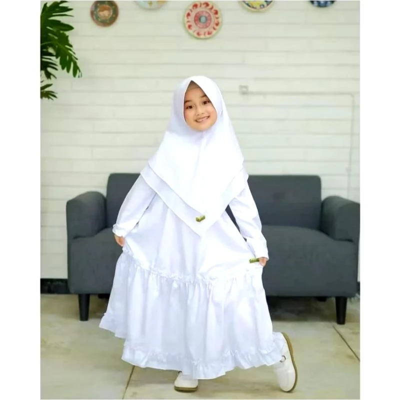 Promo Gamis Anak Putih Gamis Manasik Haji Set Kerudung Baju Muslim Anak Warna Putih