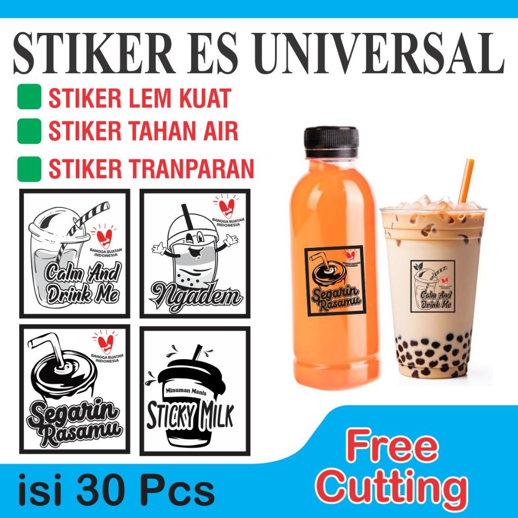 

STIKER GELAS CUP / STIKER BOTOL MINUMAN / STIKER ES UNIVERSAL