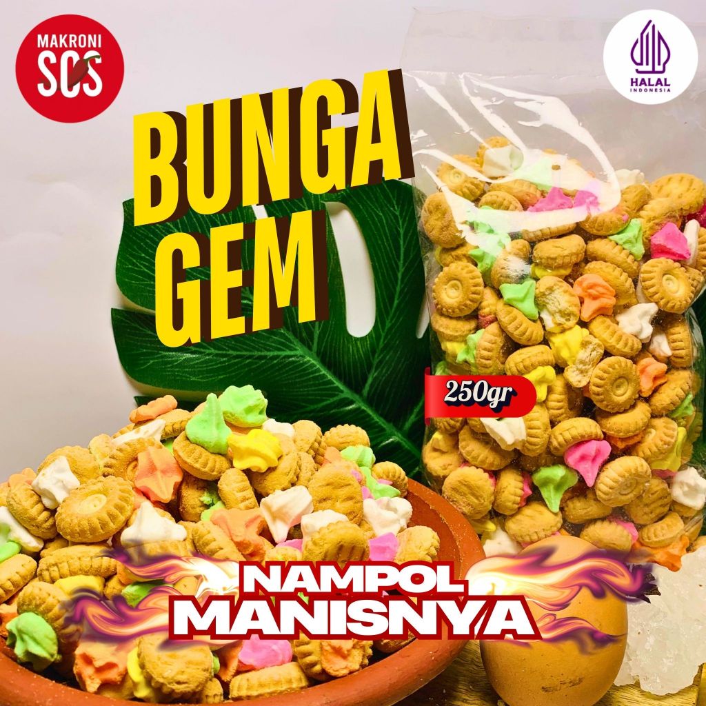 

250GR Bunga Gem Danes 250GR Kue Bunga Gem Manis Biskuit Jadul