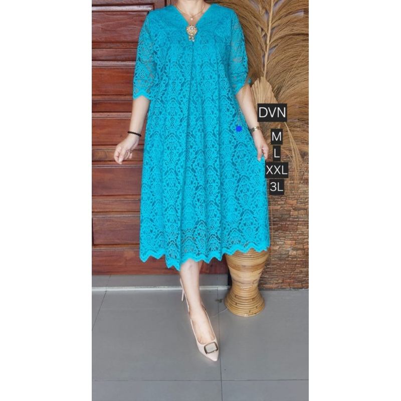 DRESS Brokat Wanita/Dress Pesta V-Neck Premium