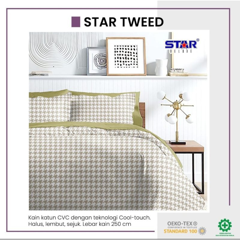 Sprei Katun Lokal Premium / Sprei Homemade/Homeindustri / Sprei Motif Star Tweed / Sprei bunga bunga
