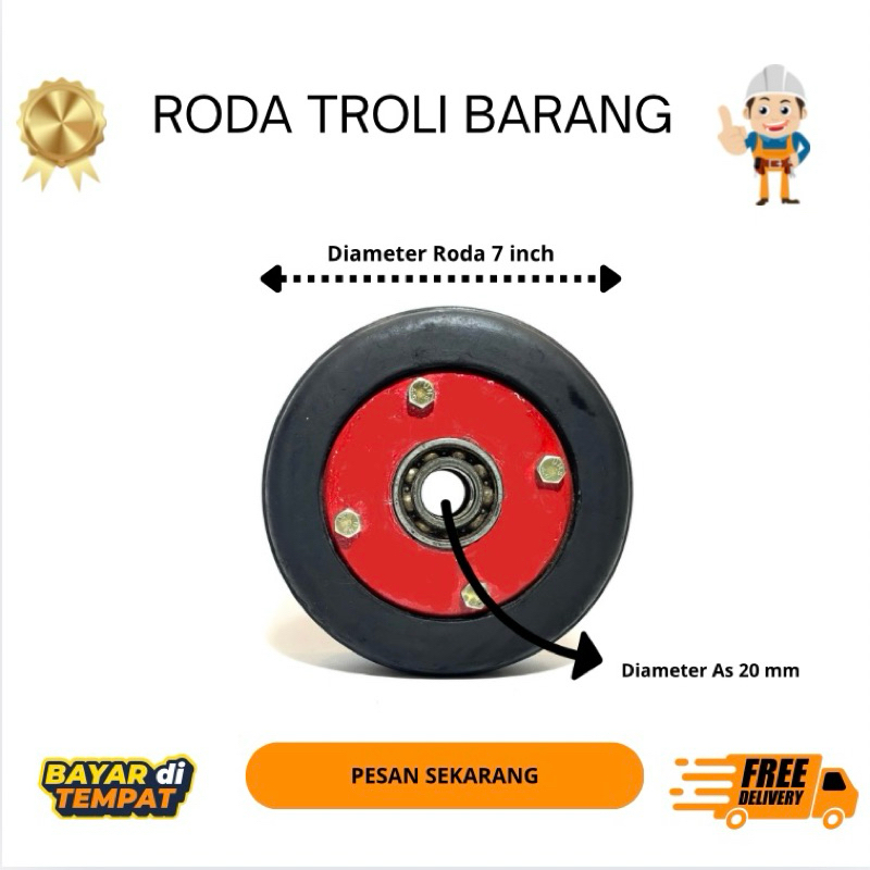 RODA TROLI BARANG UKURAN 7 INCH | TROLEY BESI PENGANGKUT BARANG | MURAH | BERKUALITAS | DISKON BESAR