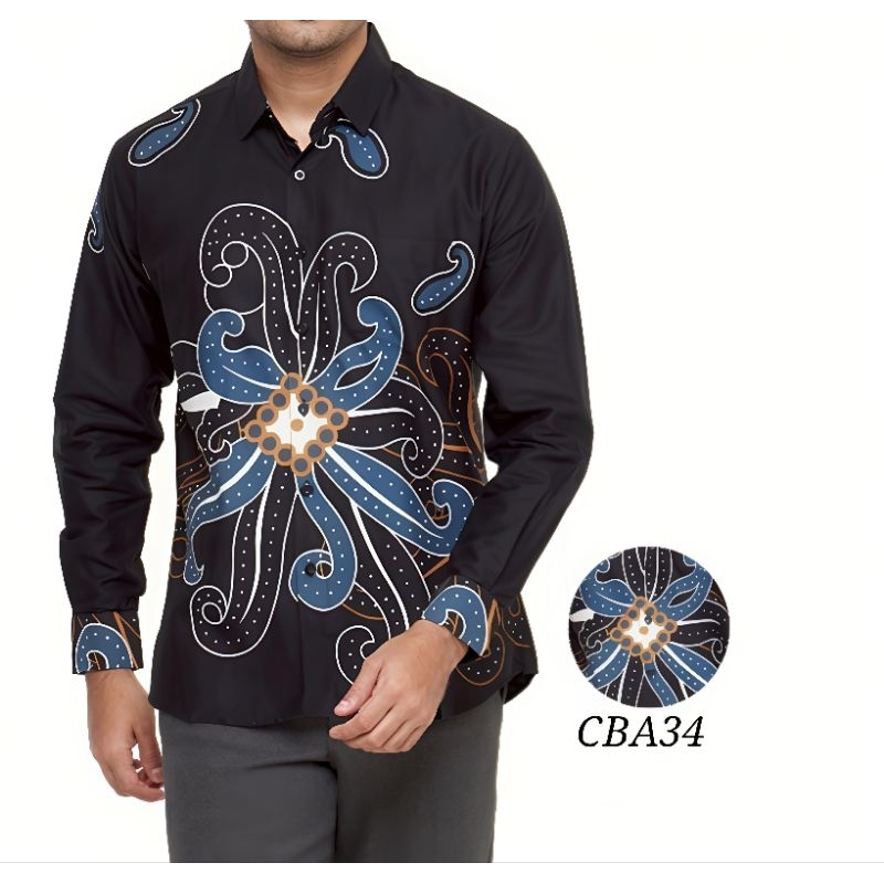 kemeja batik slimfit pria motif simple bahan premium katun