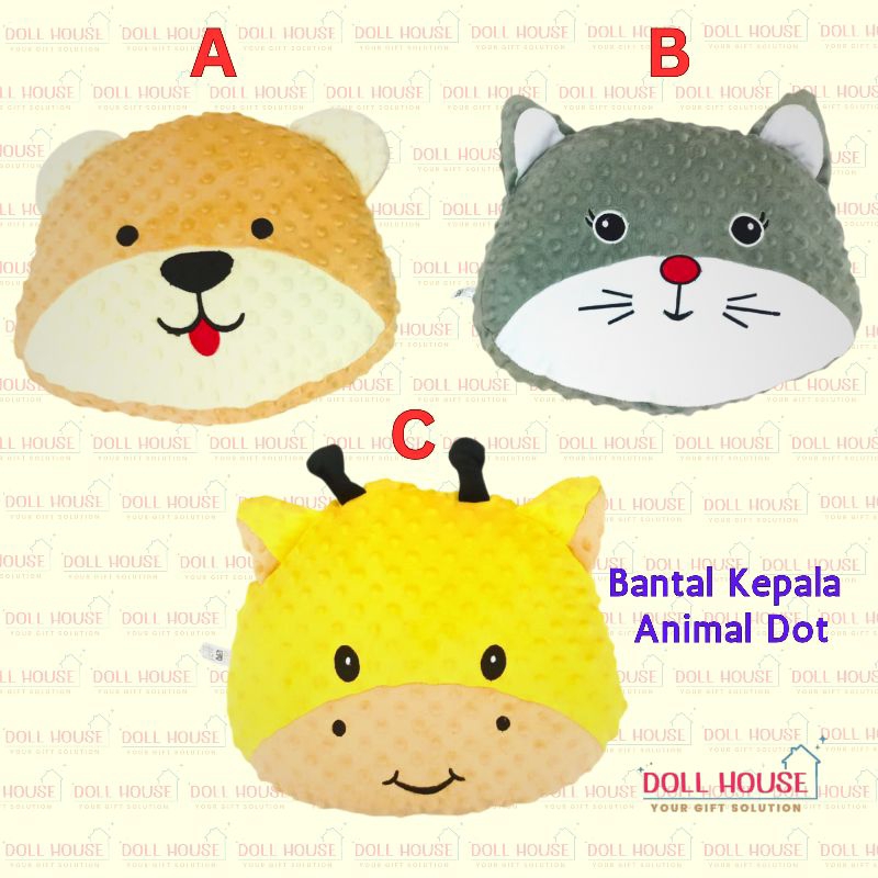 Bantal Animal Lucu / Bantal Kepala Hewan Lucu / Bantal Kepala Animal Dot / Bantal Hewan Lucu / Banta
