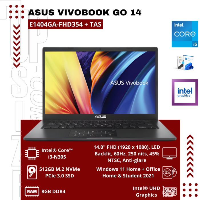 ASUS Vivobook Go 14 E1404GA-FHD354 + Tas