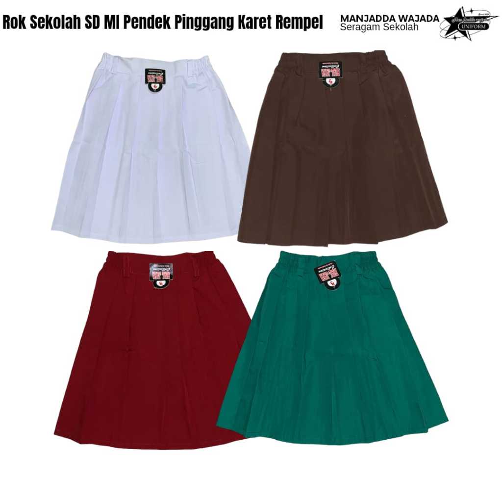 Rok SD Pendek Merah Putih Hijau Coklat Pramuka Rok Sekolah SD Pendek Perempuan Rok Pendek Sekolah SD