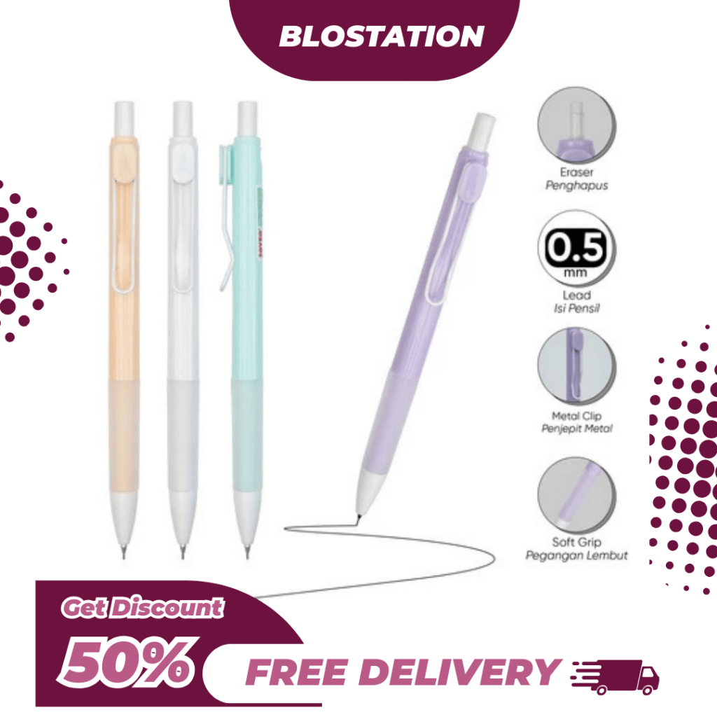 

BT.ID Joyko Mechanical Pencil MP-54 0.5mm / Pensil Mekanik Warna Pastel Lucu Unik Murah