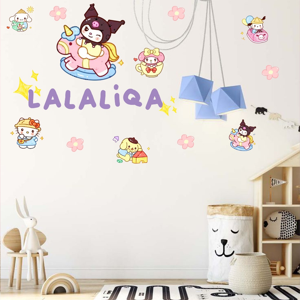 D3W (ISI 48) Sticker dinding kamar kuromi cinnamoroll anak perempuan