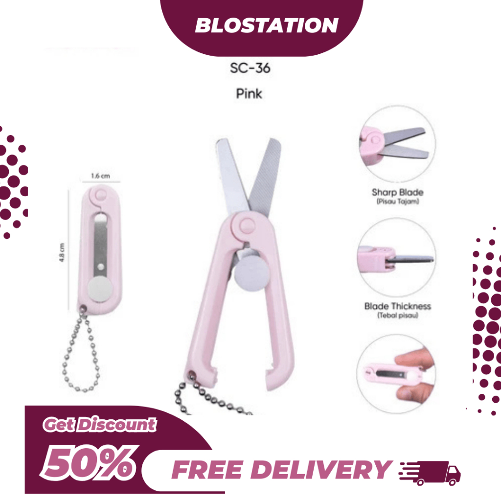 

BT.ID Joyko Mini Portable Scissors SC-36 Gunting Kecil Lipat Pastel Murah