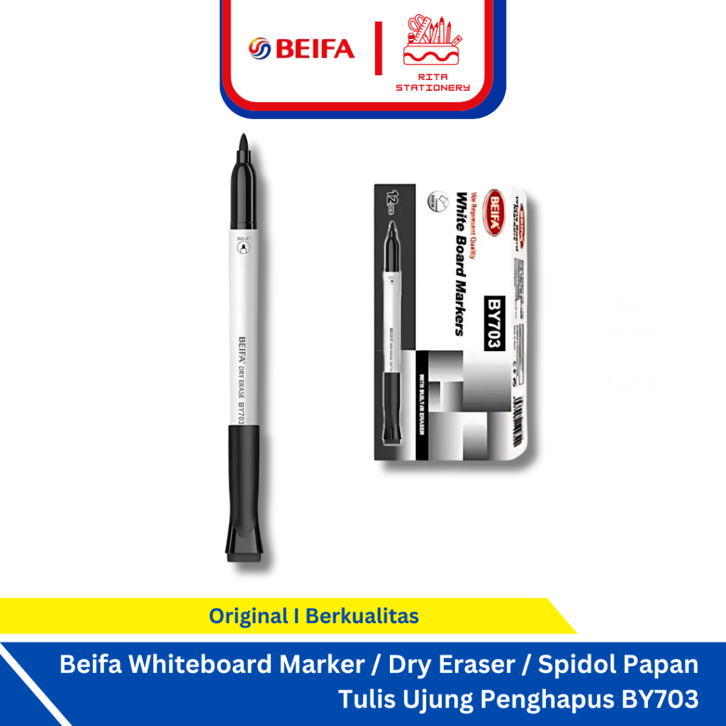 

Beifa Whiteboard Marker / Dry Eraser / Spidol Papan Tulis Ujung Penghapus BY703